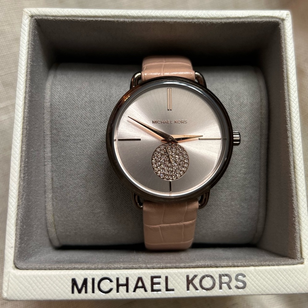 Michael Kors MK2721 Portia Rose Gold Dial Pink Leather Strap Women's Watch